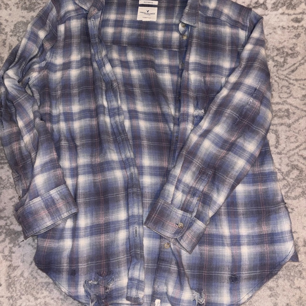 American Eagle Outfitters Blue Plaid Shirt